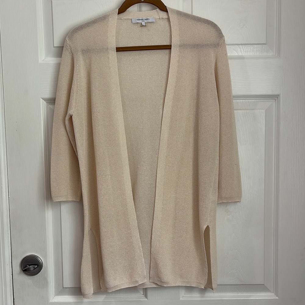 Gerard Darel Paris Cream Viscose Cardigan lightweight open front cardigan sz XS